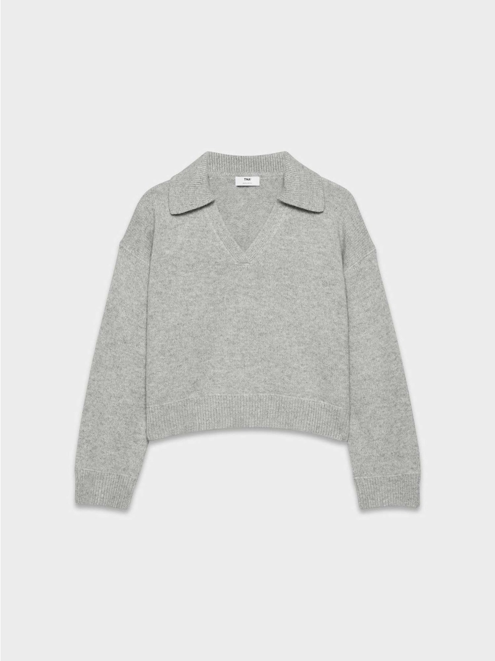 Aritzia Light Gray Collared V-Neck Sweater
